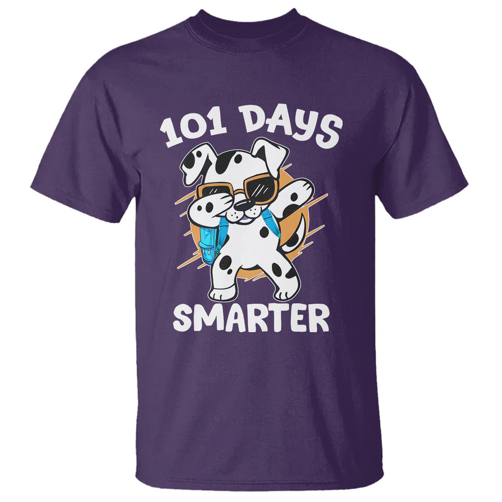 101 Days of School Dalmatian Dog T Shirt Dabbing 101 Days Smarter TS02 Purple Printyourwear