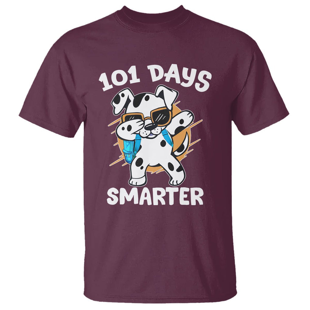 101 Days of School Dalmatian Dog T Shirt Dabbing 101 Days Smarter TS02 Maroon Printyourwear