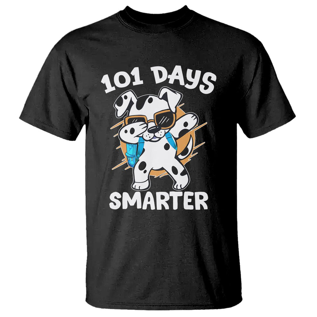 101 Days of School Dalmatian Dog T Shirt Dabbing 101 Days Smarter TS02 Black Printyourwear