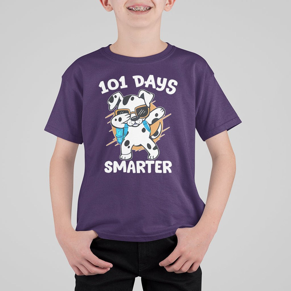 101 Days of School Dalmatian Dog T Shirt For Kid Dabbing 101 Days Smarter TS02 Purple Printyourwear