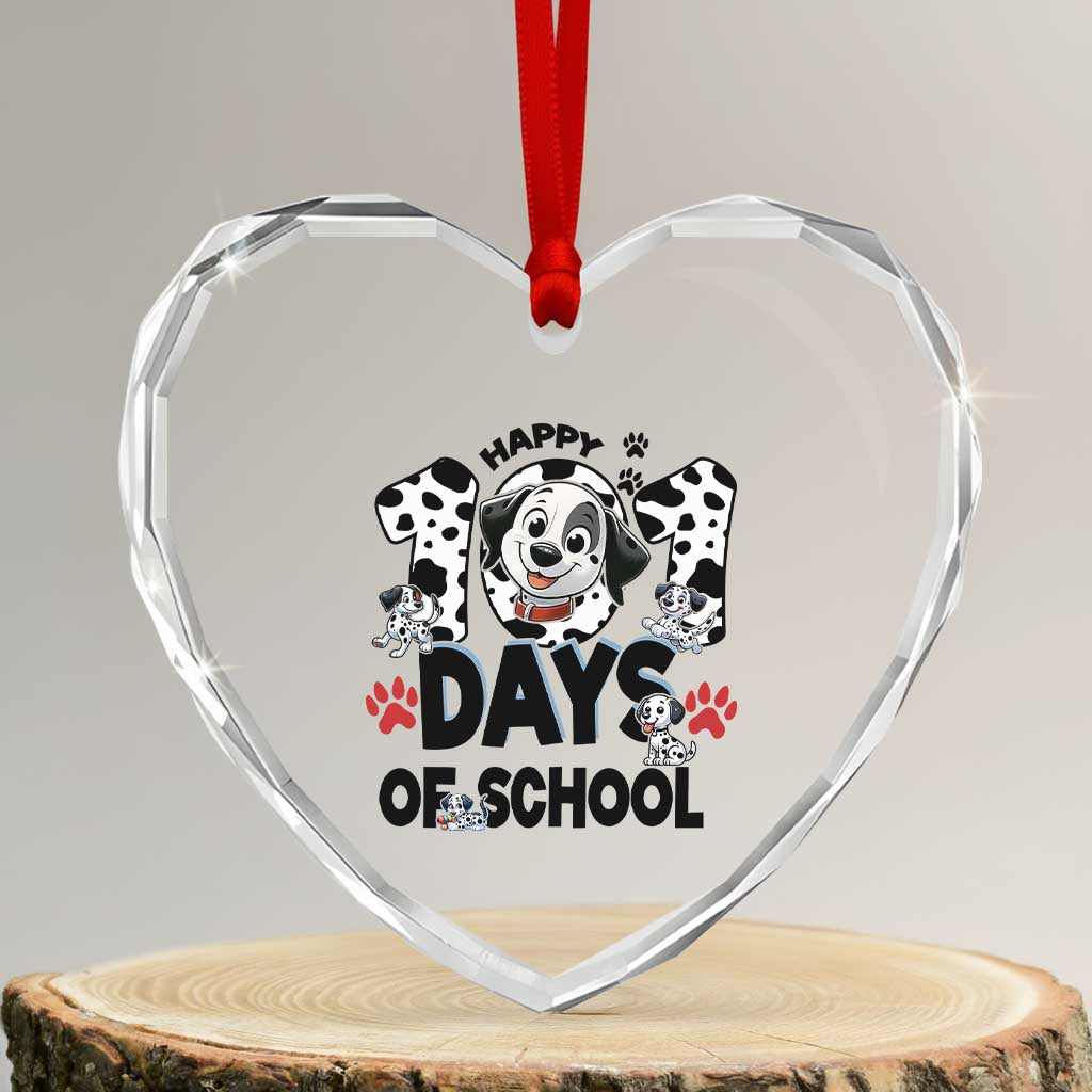 101 Days Of School Dalmatian Dogs Heart Crystal Glass Ornament Happy 101th Day TS02 Transparent Glass 3'' Heart Print Your Wear