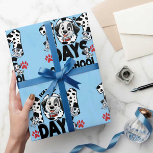 101 Days Of School Dalmatian Dogs Wrapping Paper Roll Happy 101th Day TS02 Light Blue Print Your Wear