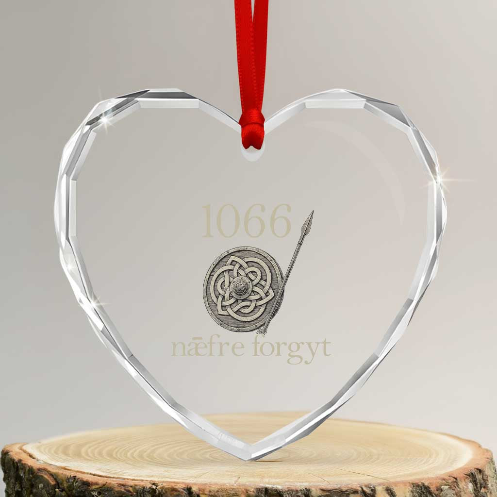 1066 Never Forget Heart Crystal Glass Ornament Battle of Hastings Old English Anglo Saxon Warrior Medieval Shield TS02 Transparent Glass 3'' Heart Print Your Wear