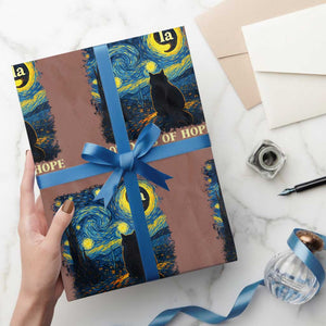 107 Days of Hope Thank You Kamala Wrapping Paper Roll Cat Starry Night Van Gogh Comma La Harris TS10 Mocha Print Your Wear