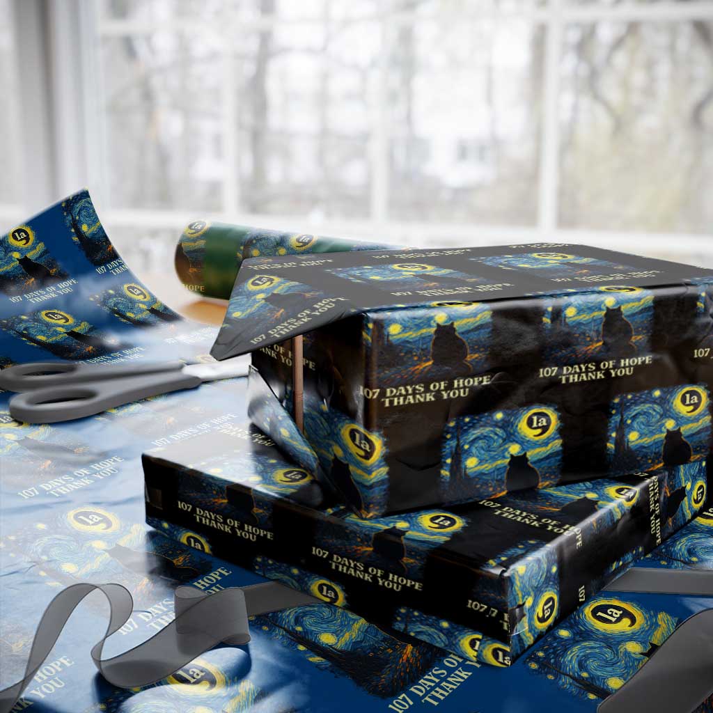 107 Days of Hope Thank You Kamala Wrapping Paper Roll Cat Starry Night Van Gogh Comma La Harris TS10 Black Print Your Wear
