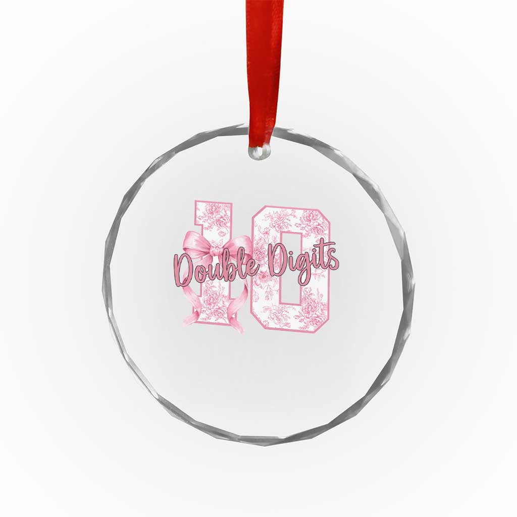 10th Birthday Crystal Glass Ornament Double Digits Pink Coquette Bow 10 Year Old Aesthetic TS11 Print Your Wear