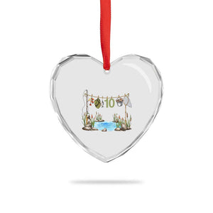 10th Birthday Fishing Heart Crystal Glass Ornament Fisherman Birthday Party Gift