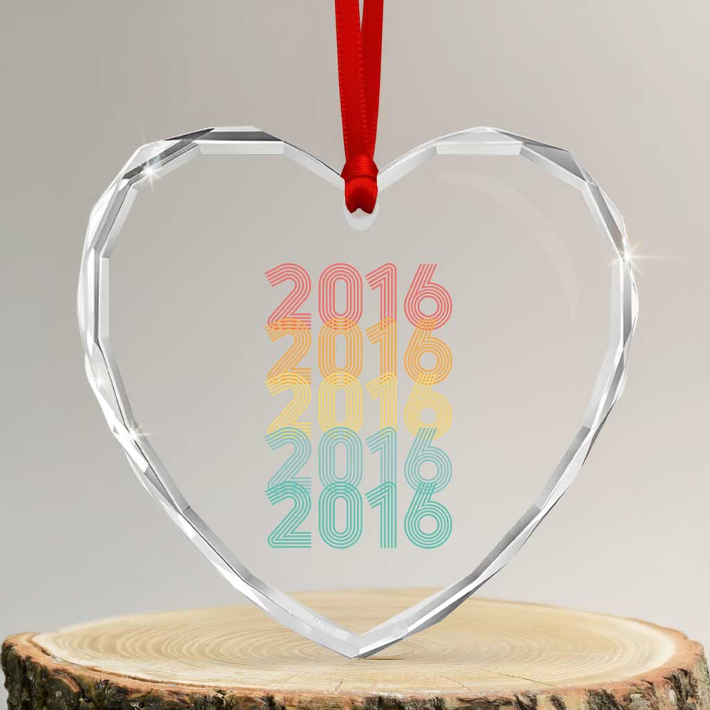 10th Birthday Heart Crystal Glass Ornament Vintage 2016 Retro 10 Years Old Birthday TS11 Transparent Glass 3'' Heart Print Your Wear