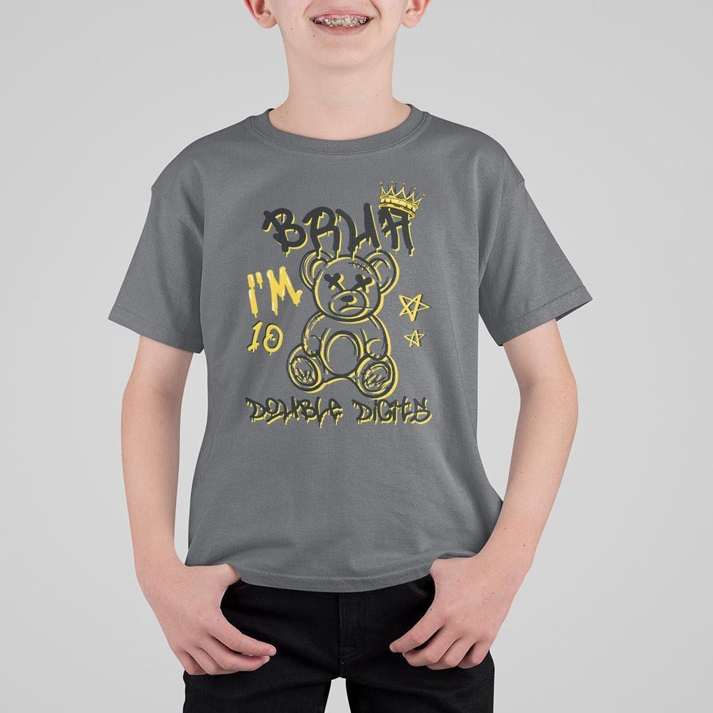 10th Birthday T Shirt For Kid Bruh I'm Double Digits 10 Years Old Kid TS11 Charcoal Print Your Wear