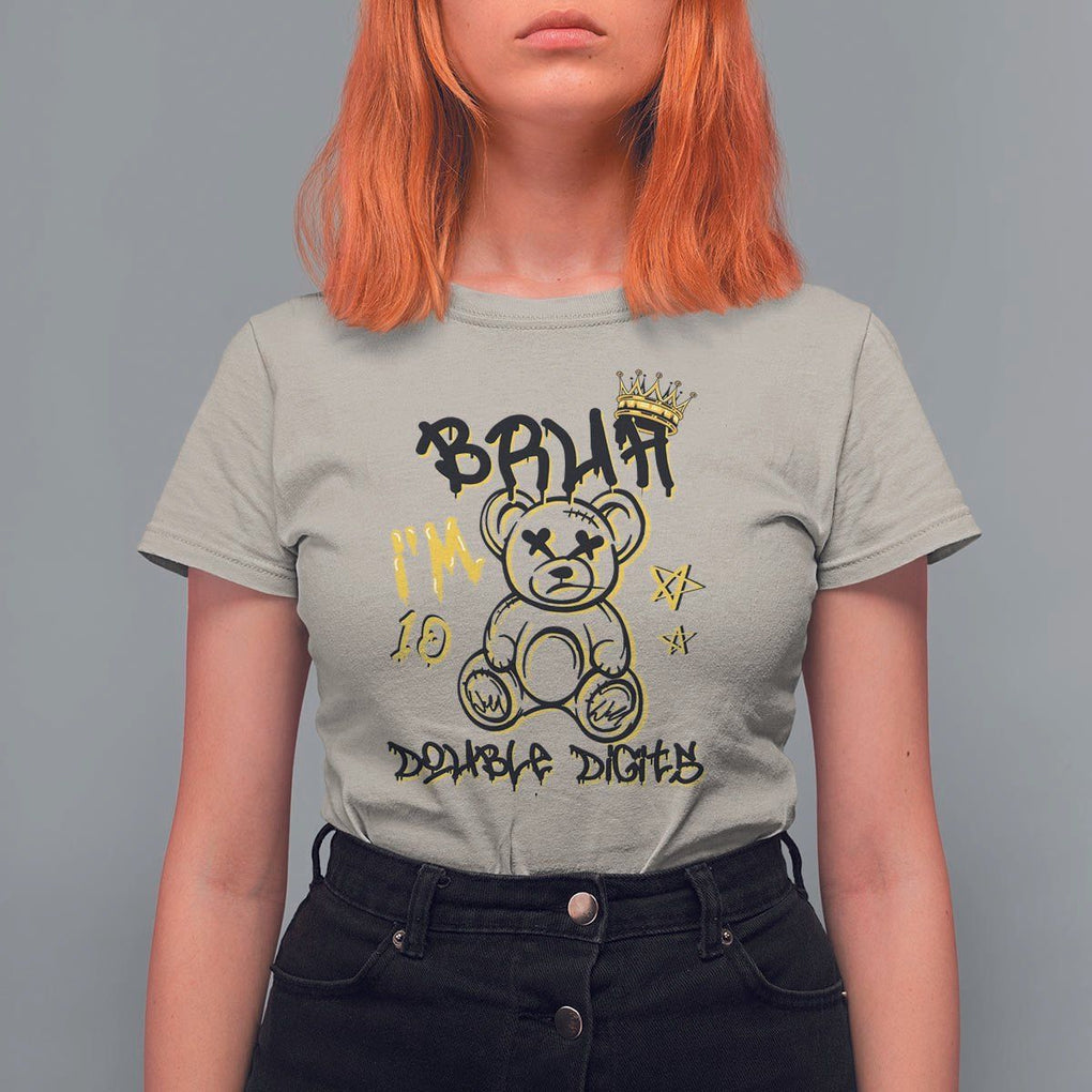 10th Birthday T Shirt For Women Bruh I'm Double Digits 10 Years Old Kid TS11 Sand Print Your Wear