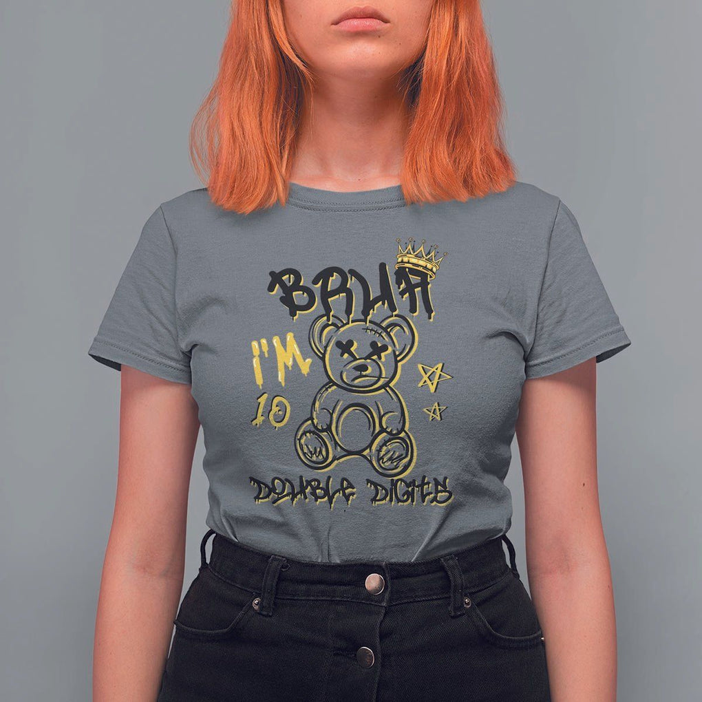 10th Birthday T Shirt For Women Bruh I'm Double Digits 10 Years Old Kid TS11 Charcoal Print Your Wear