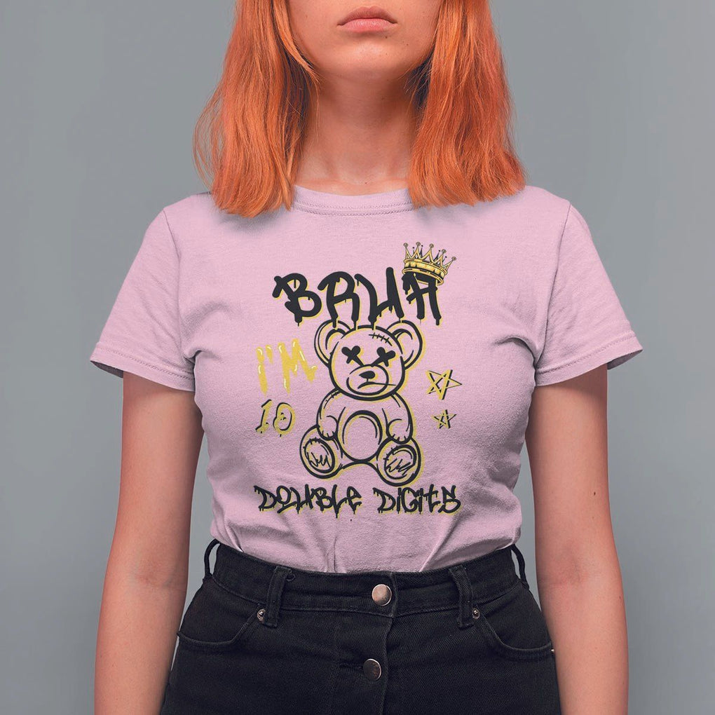 10th Birthday T Shirt For Women Bruh I'm Double Digits 10 Years Old Kid TS11 Light Pink Print Your Wear
