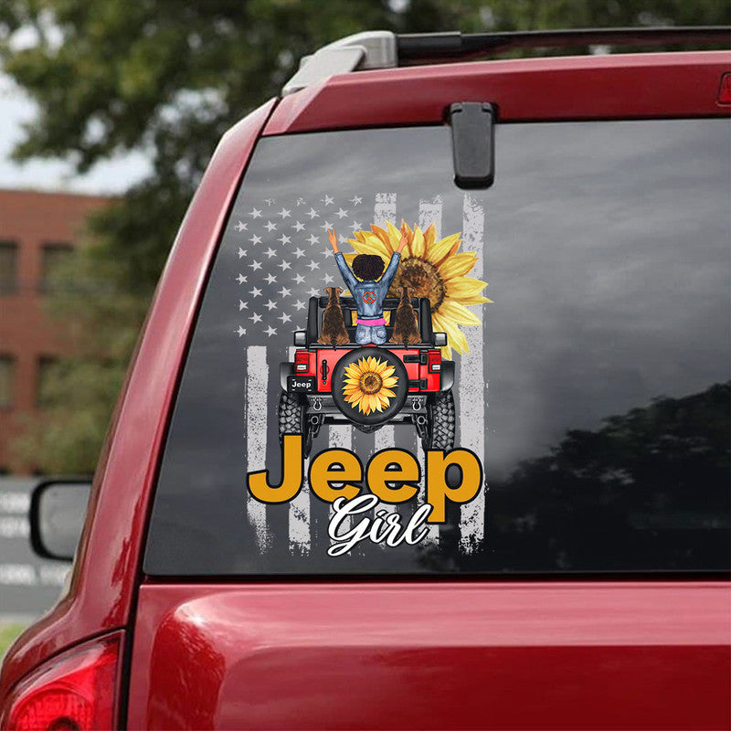 Personalized JP Decal Shirt Back JP Girl American Flag Dog CTM package 13x13cm Custom - Printyourwear