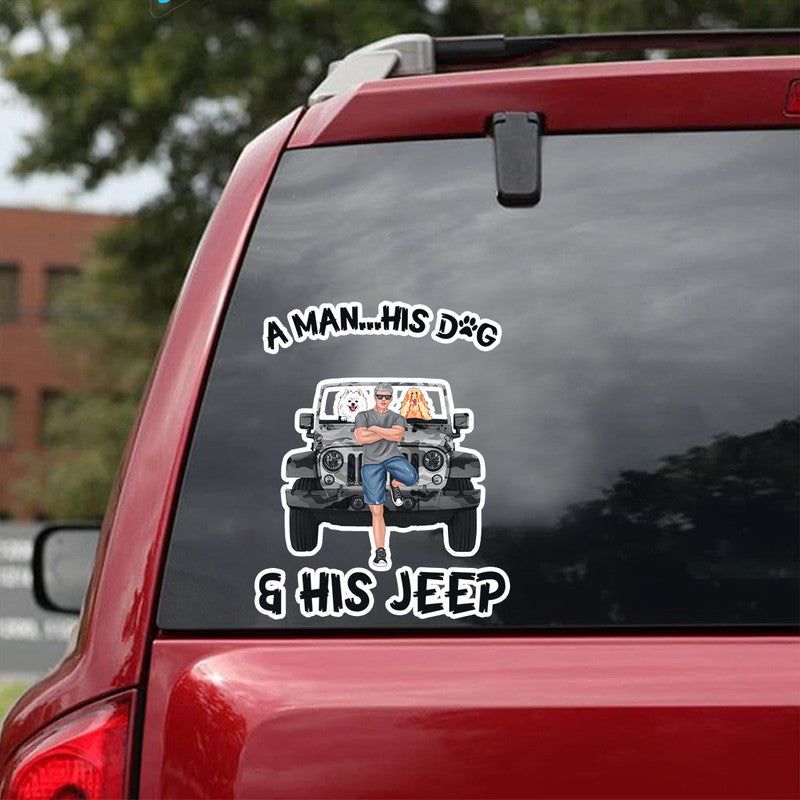 Personalized JP Decal A Man His Dogs and His JP CTM package 13x13cm Custom - Printyourwear