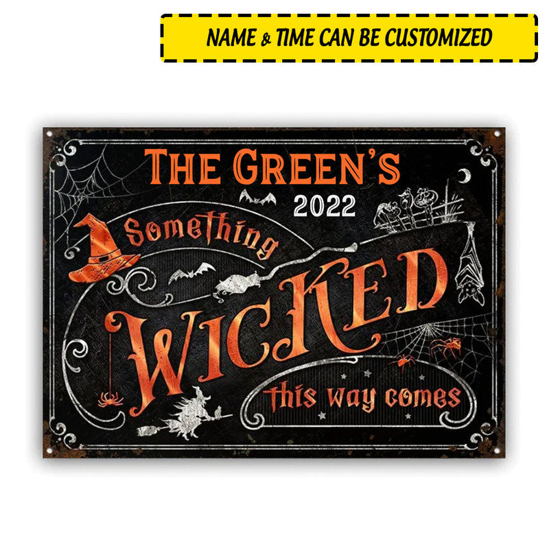 Halloween Personalized Metal Signs Witch Witchery Wizard Spell Halloween Something Wicked CTM One Size 24x18 inch (60.96x45.72 cm) Custom - Printyourwear