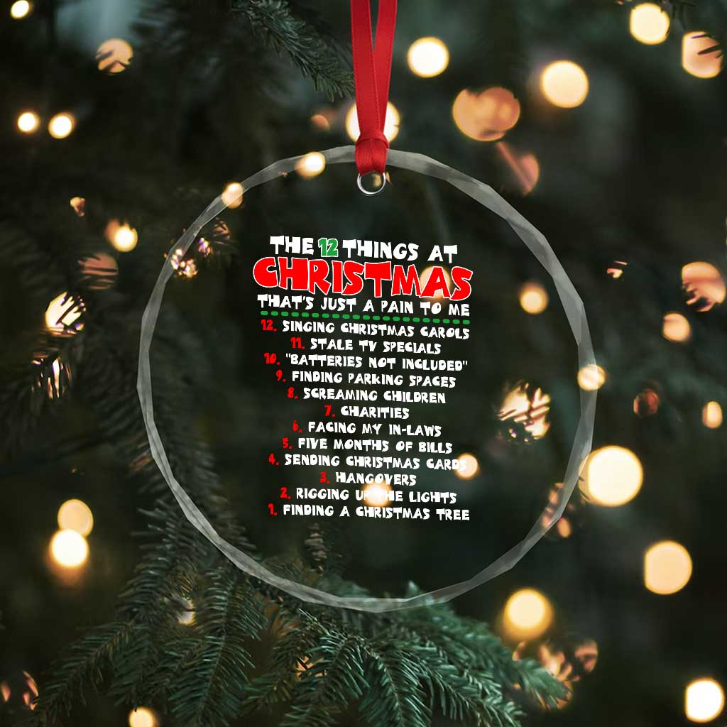 12 Pains of Christmas Parody Crystal Glass Ornament Funny Twist on the 12 Days of Christmas Tradition TS02 Print Your Wear