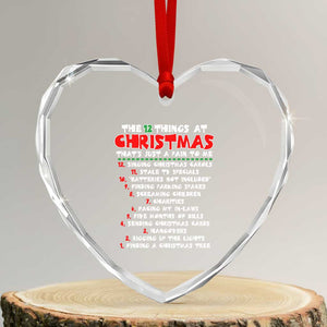 12 Pains of Christmas Parody Heart Crystal Glass Ornament Funny Twist on the 12 Days of Christmas Tradition TS02 Transparent Glass 3'' Heart Print Your Wear