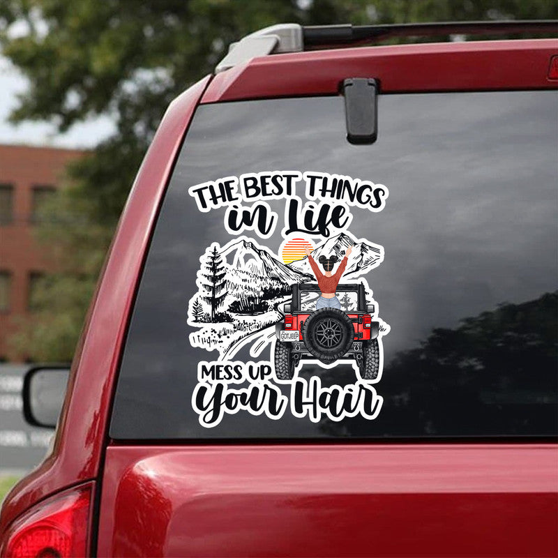 Personalized JP Decal The Best Things In Life Mess Up Your Hair, Off Road Car , JP Girls CTM package 13x13cm Custom - Printyourwear