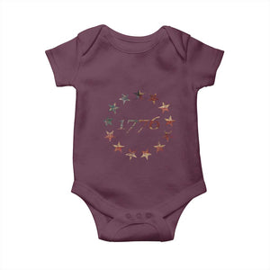 13 Star Flag Betsy Ross Distressed American Flag 1776 USA Baby Onesie 4th Of July TS11 Maroon Print Your Wear