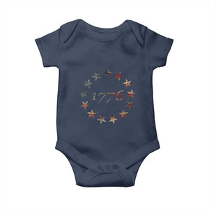 13 Star Flag Betsy Ross Distressed American Flag 1776 USA Baby Onesie 4th Of July TS11 Navy Print Your Wear