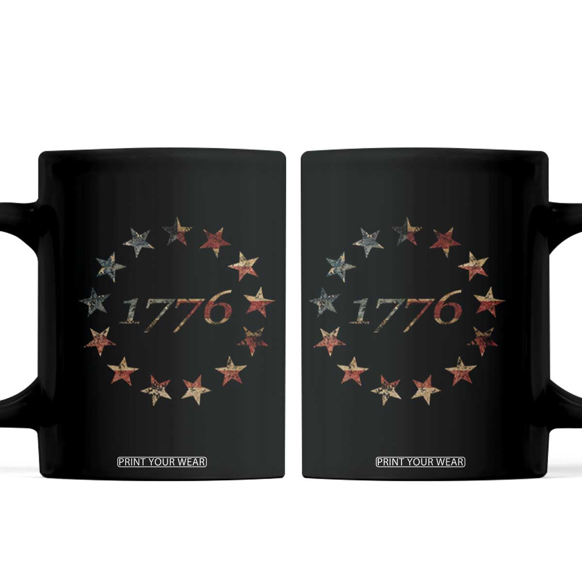 13 Star Flag Betsy Ross Distressed American Flag 1776 USA Coffee Mug 4th Of July TS11 Black Print Your Wear