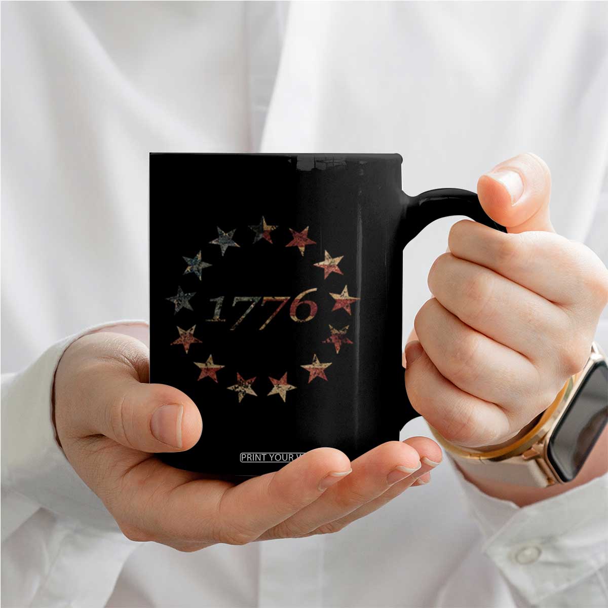 13 Star Flag Betsy Ross Distressed American Flag 1776 USA Coffee Mug 4th Of July TS11 Print Your Wear