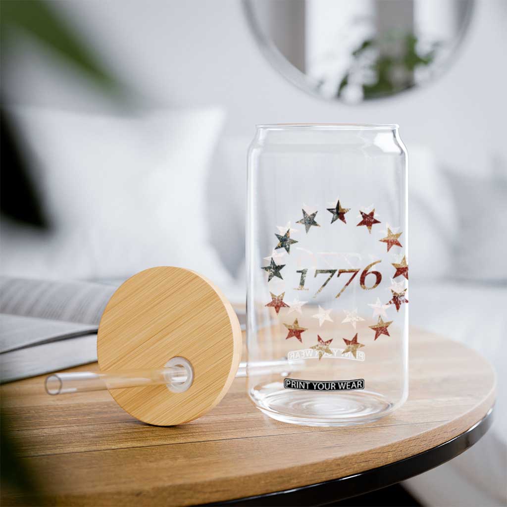 13 Star Flag Betsy Ross Distressed American Flag 1776 USA Glass Can 4th Of July TS11 Print Your Wear