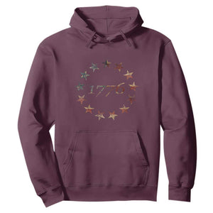 13 Star Flag Betsy Ross Distressed American Flag 1776 USA Hoodie 4th Of July TS11 Maroon Print Your Wear