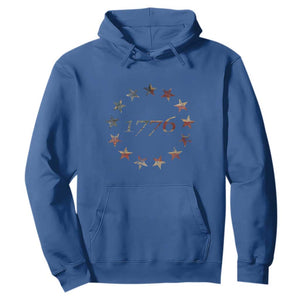 13 Star Flag Betsy Ross Distressed American Flag 1776 USA Hoodie 4th Of July TS11 Royal Blue Print Your Wear