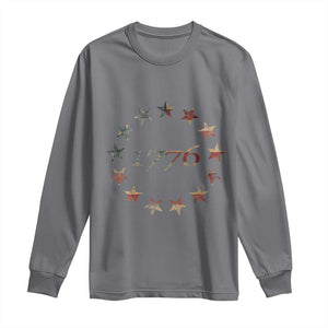 13 Star Flag Betsy Ross Distressed American Flag 1776 USA Long Sleeve Shirt 4th Of July TS11 Charcoal Print Your Wear