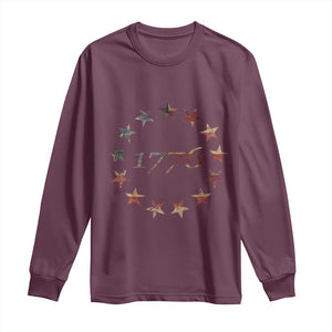13 Star Flag Betsy Ross Distressed American Flag 1776 USA Long Sleeve Shirt 4th Of July TS11 Maroon Print Your Wear