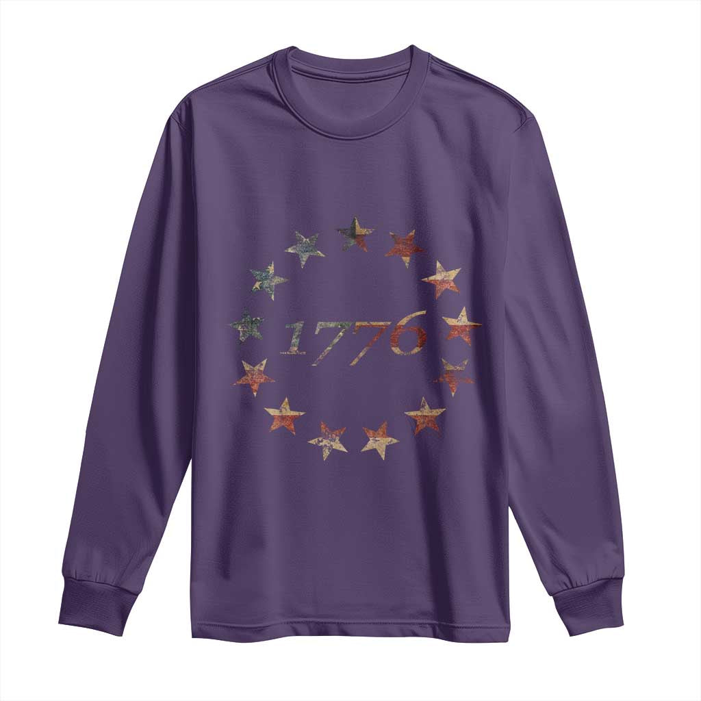 13 Star Flag Betsy Ross Distressed American Flag 1776 USA Long Sleeve Shirt 4th Of July TS11 Purple Print Your Wear