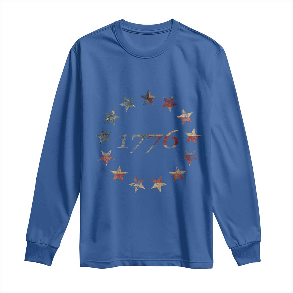 13 Star Flag Betsy Ross Distressed American Flag 1776 USA Long Sleeve Shirt 4th Of July TS11 Royal Blue Print Your Wear