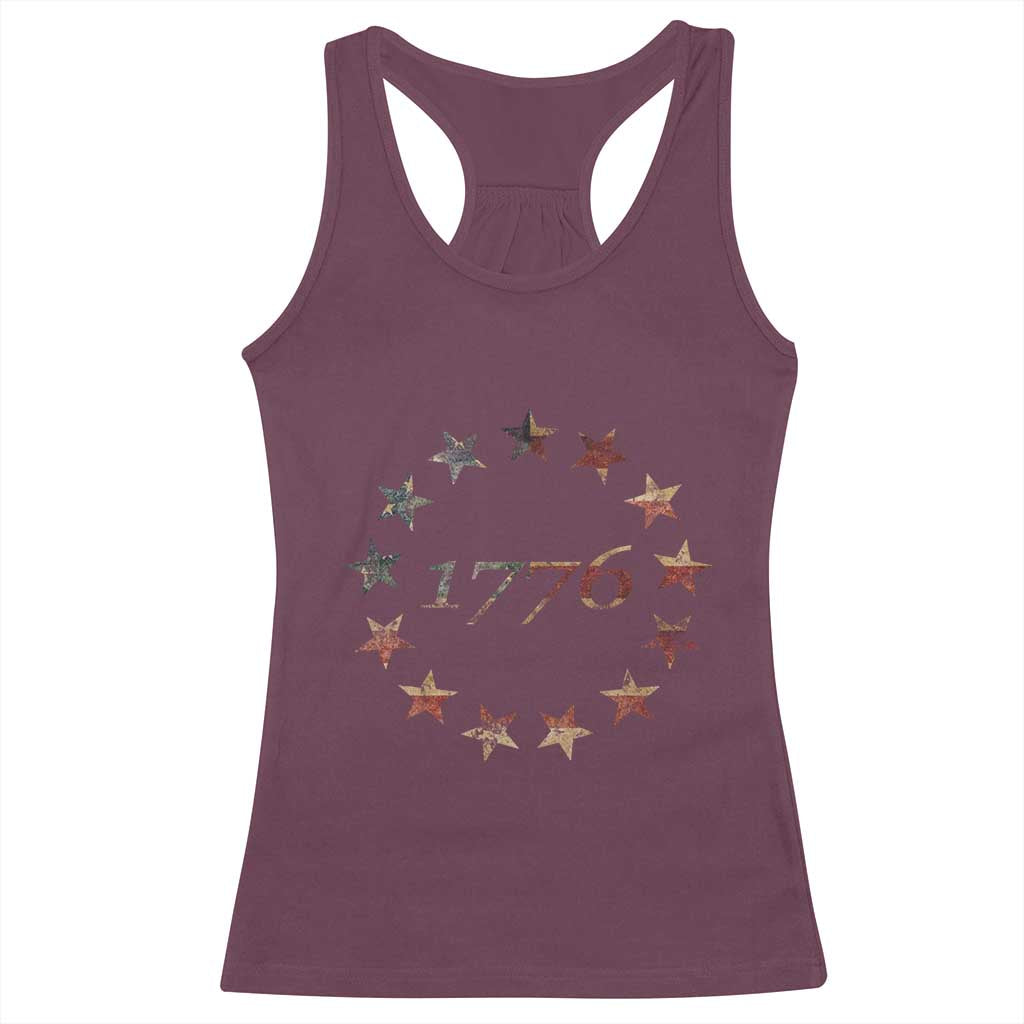 13 Star Flag Betsy Ross Distressed American Flag 1776 USA Racerback Tank Top 4th Of July TS11 Maroon Print Your Wear