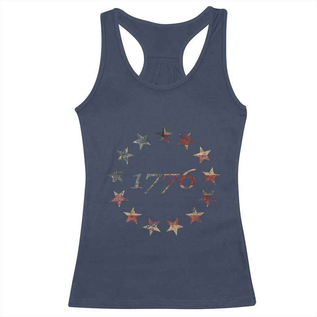13 Star Flag Betsy Ross Distressed American Flag 1776 USA Racerback Tank Top 4th Of July TS11 Navy Print Your Wear