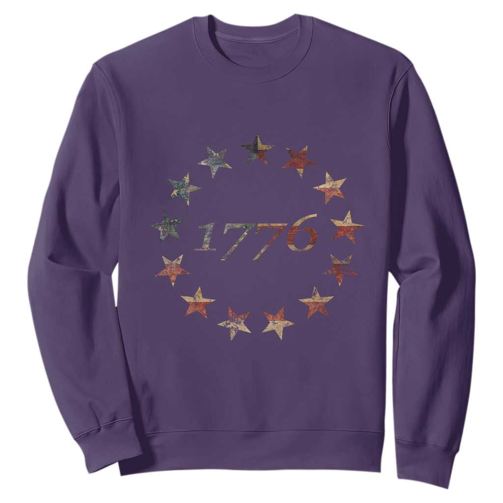 13 Star Flag Betsy Ross Distressed American Flag 1776 USA Sweatshirt 4th Of July TS11 Purple Print Your Wear