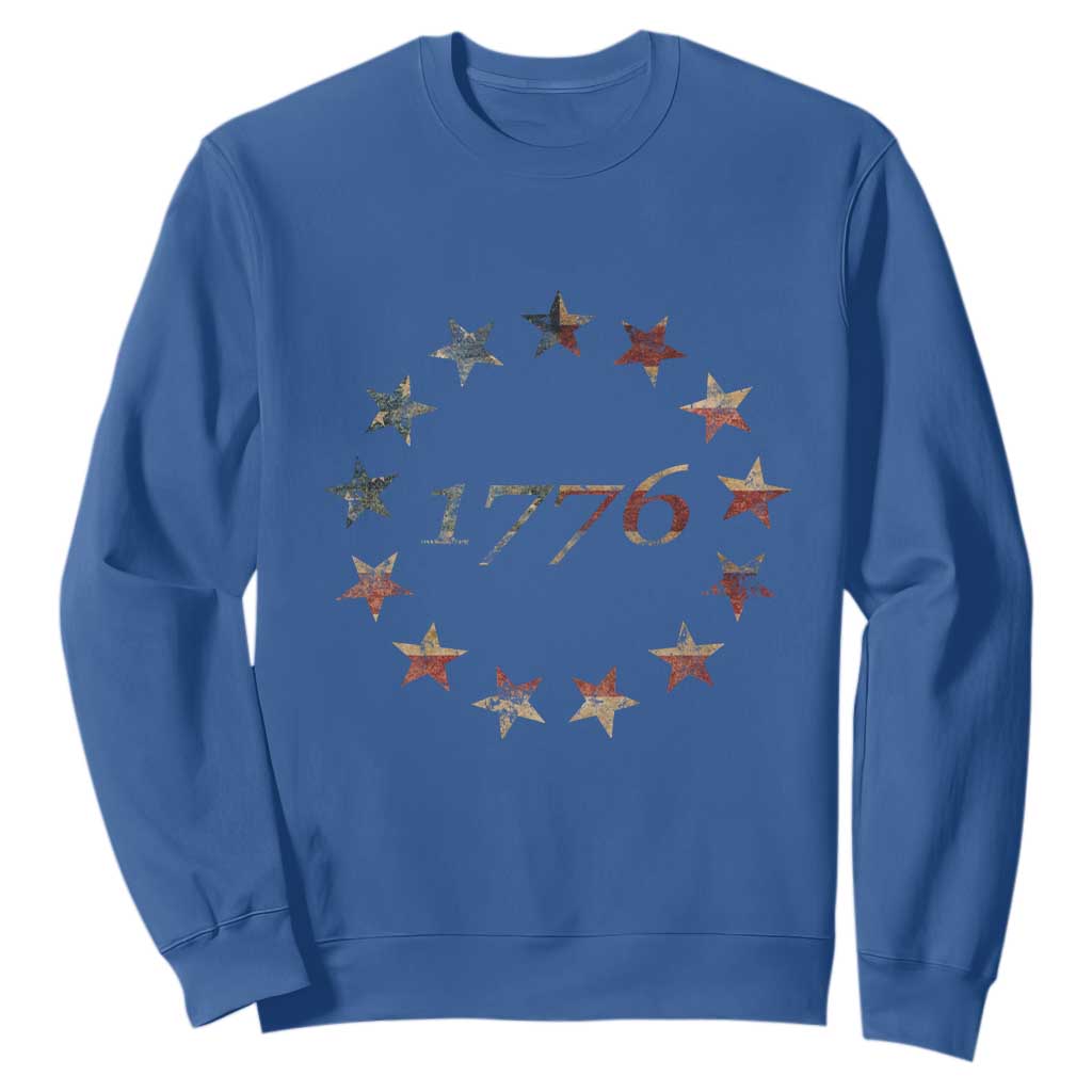 13 Star Flag Betsy Ross Distressed American Flag 1776 USA Sweatshirt 4th Of July TS11 Royal Blue Print Your Wear