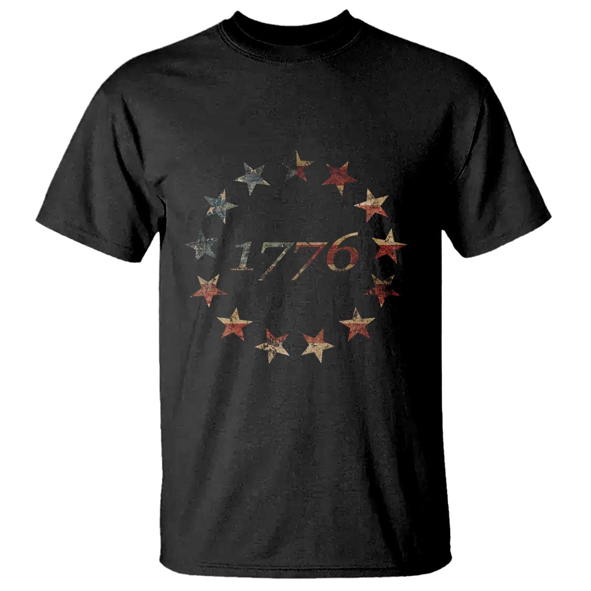 13 Star Flag Betsy Ross Distressed American Flag 1776 USA T Shirt 4th Of July TS11 Black Print Your Wear
