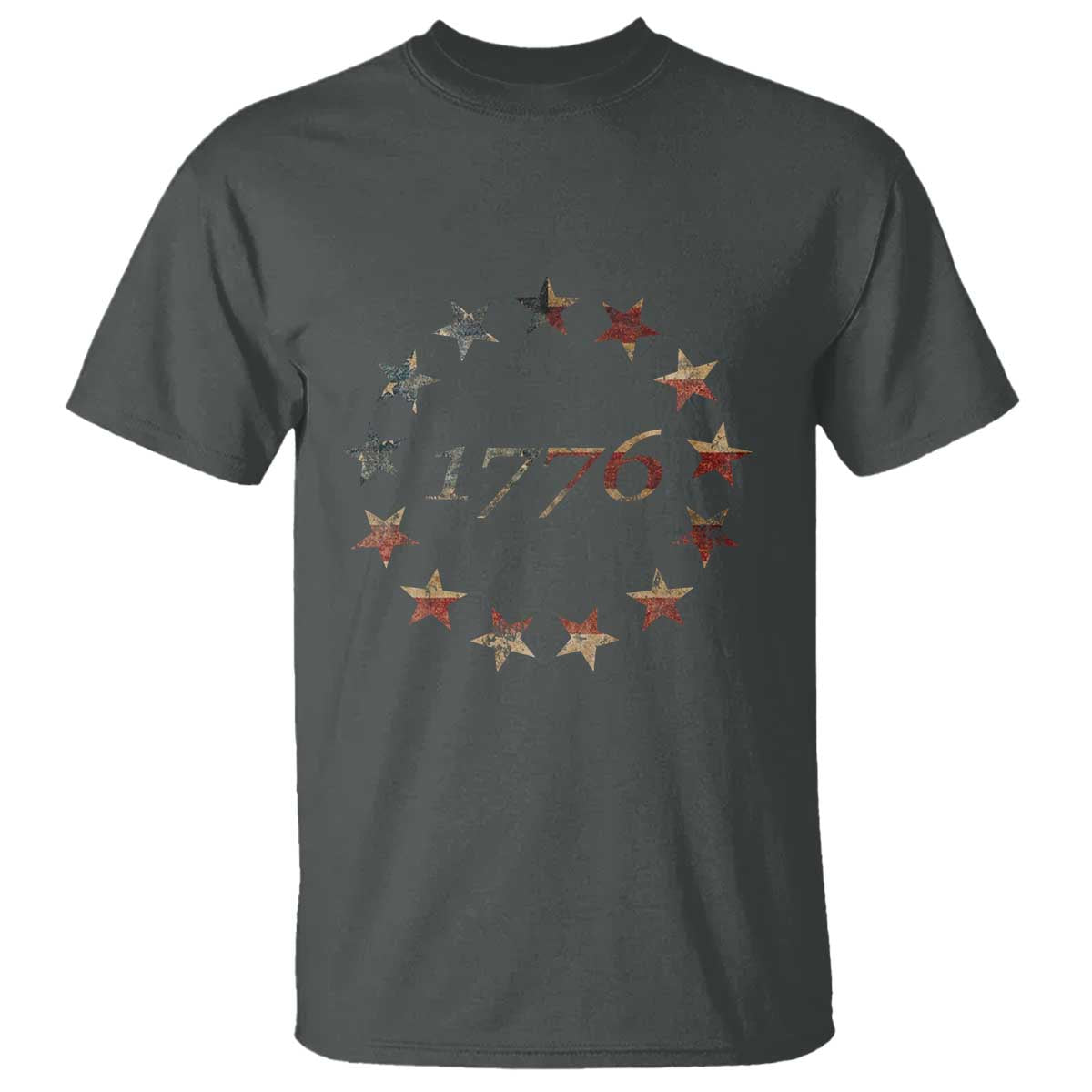 13 Star Flag Betsy Ross Distressed American Flag 1776 USA T Shirt 4th Of July TS11 Dark Heather Print Your Wear
