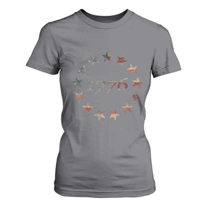 13 Star Flag Betsy Ross Distressed American Flag 1776 USA T Shirt For Women 4th Of July TS11 Charcoal Print Your Wear