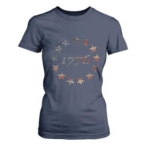13 Star Flag Betsy Ross Distressed American Flag 1776 USA T Shirt For Women 4th Of July TS11 Navy Print Your Wear