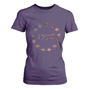 13 Star Flag Betsy Ross Distressed American Flag 1776 USA T Shirt For Women 4th Of July TS11 Purple Print Your Wear