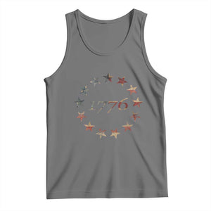 13 Star Flag Betsy Ross Distressed American Flag 1776 USA Tank Top 4th Of July TS11 Black Heather Print Your Wear