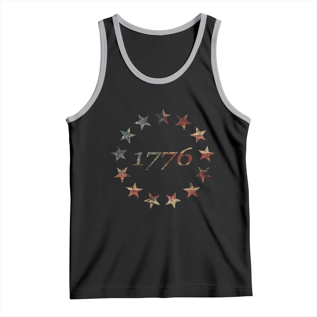 13 Star Flag Betsy Ross Distressed American Flag 1776 USA Tank Top 4th Of July TS11 Black Athletic Heather Print Your Wear