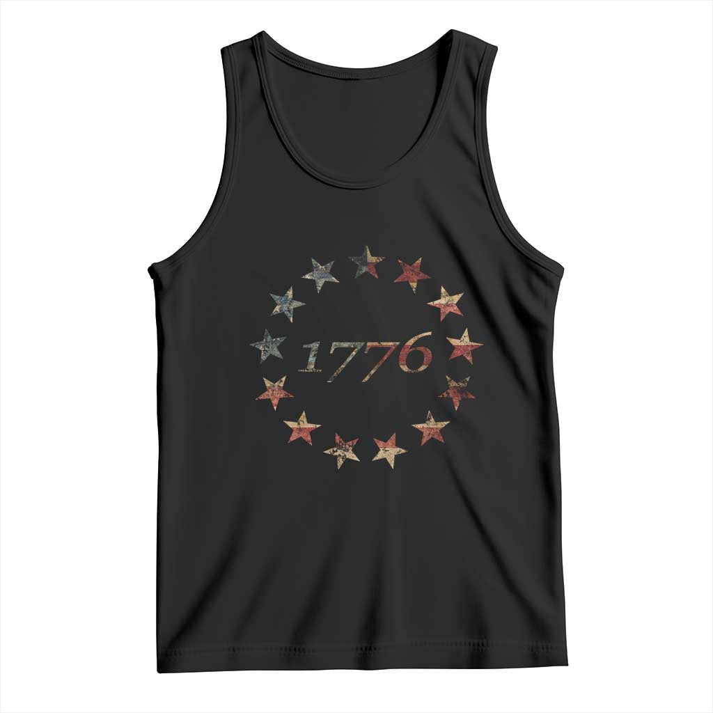 13 Star Flag Betsy Ross Distressed American Flag 1776 USA Tank Top 4th Of July TS11 Black Print Your Wear