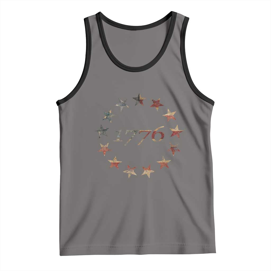 13 Star Flag Betsy Ross Distressed American Flag 1776 USA Tank Top 4th Of July TS11 Deep Heather Black Print Your Wear