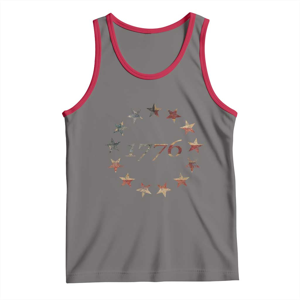 13 Star Flag Betsy Ross Distressed American Flag 1776 USA Tank Top 4th Of July TS11 Deep Heather Red Print Your Wear