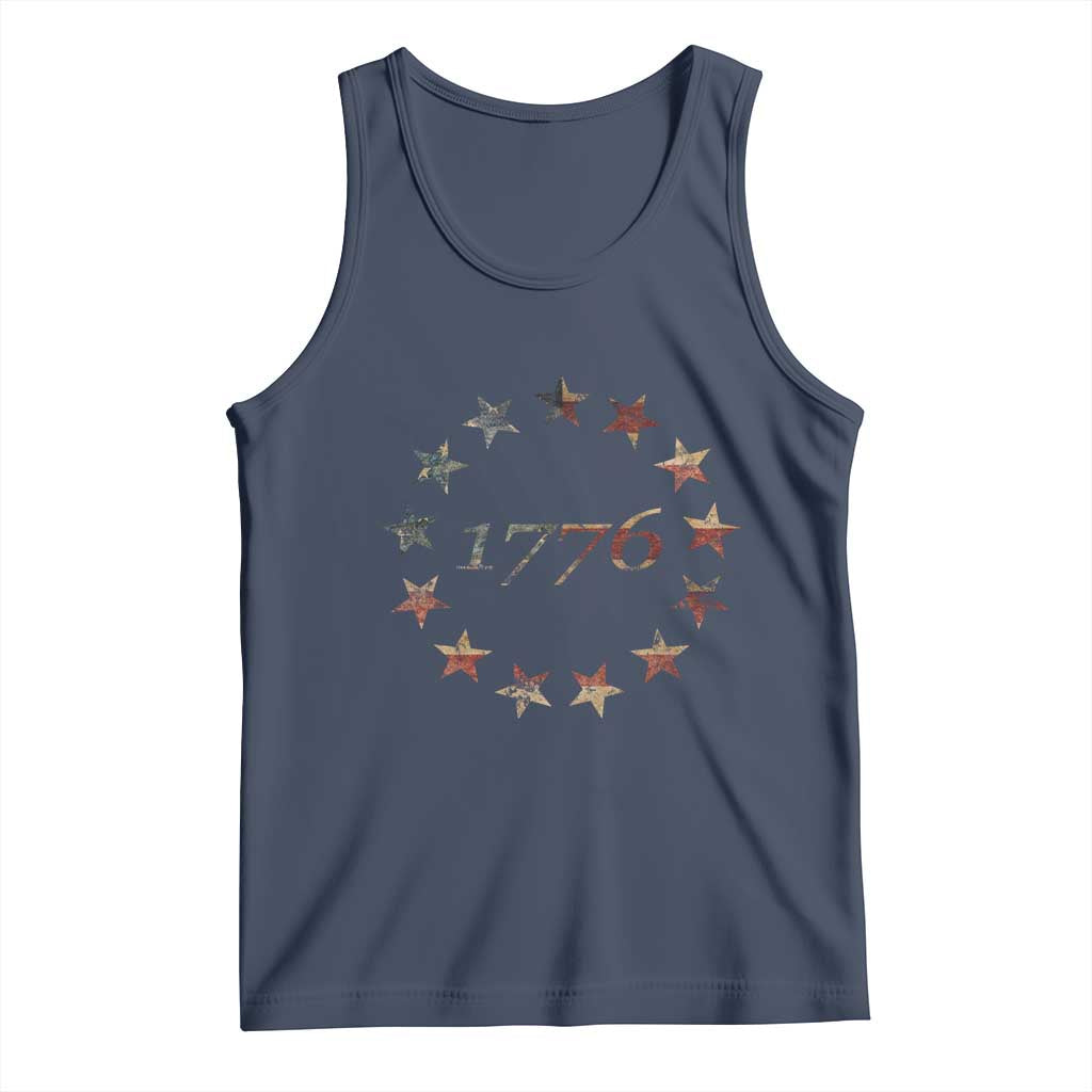 13 Star Flag Betsy Ross Distressed American Flag 1776 USA Tank Top 4th Of July TS11 Navy Print Your Wear