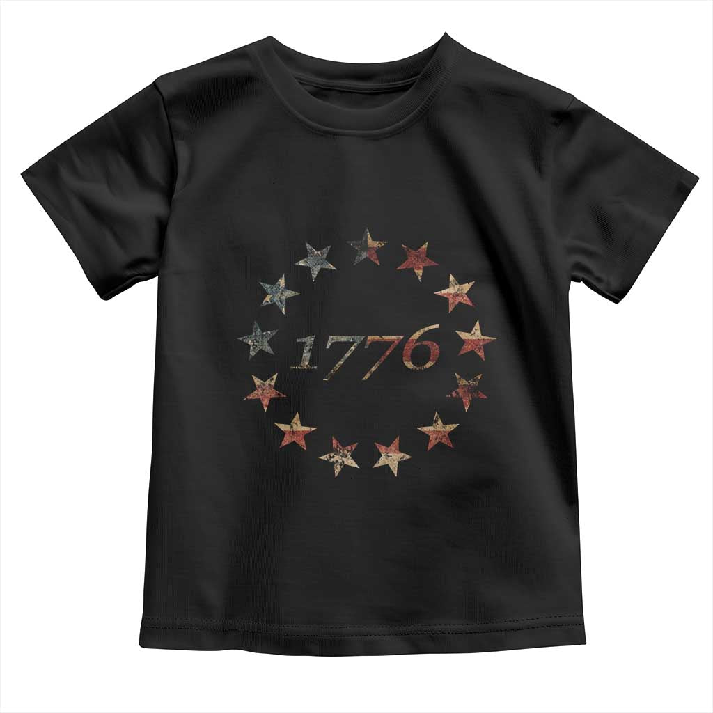 13 Star Flag Betsy Ross Distressed American Flag 1776 USA Toddler T Shirt 4th Of July TS11 Black Print Your Wear