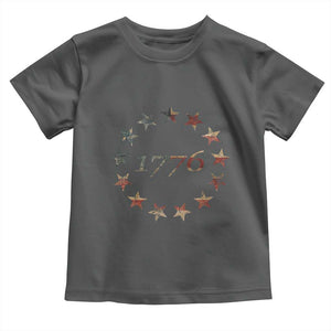 13 Star Flag Betsy Ross Distressed American Flag 1776 USA Toddler T Shirt 4th Of July TS11 Dark Heather Print Your Wear